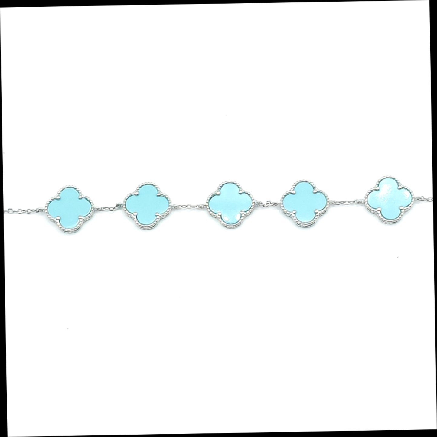 925 turquoise enamel 5 clover bracelet