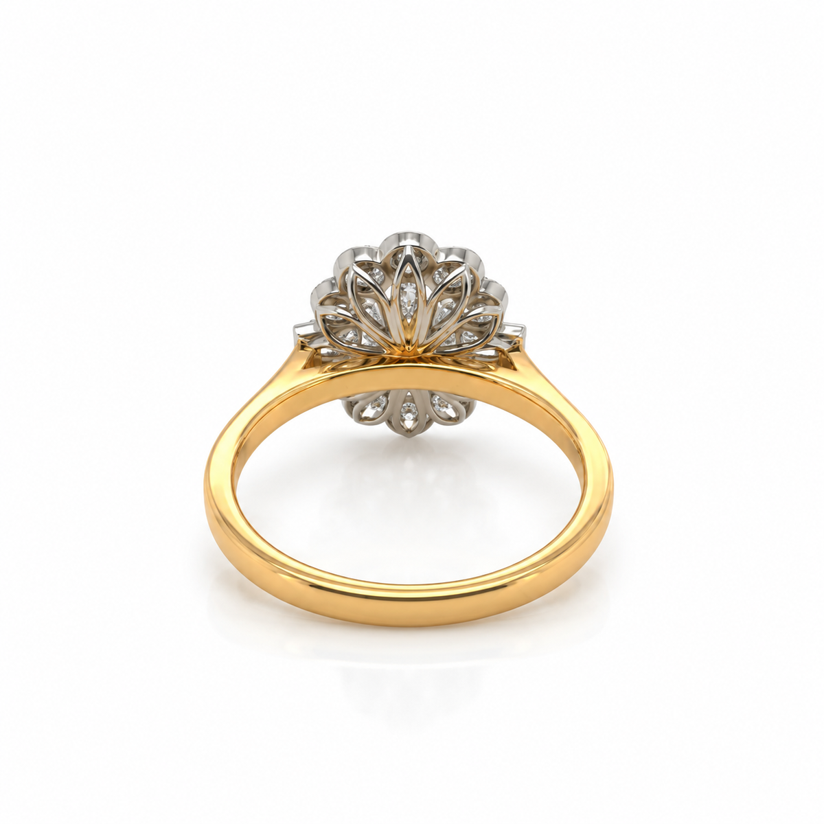 1ct Lab Grown Oval Diamond Halo Ring 18ct yellow gold