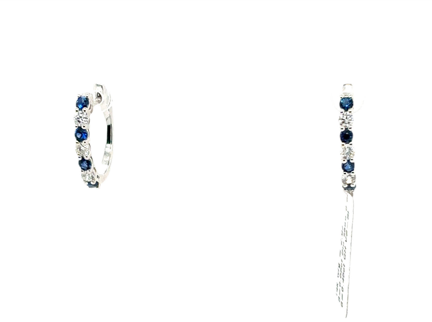 Diamond and Sapphire Claw Set Hoop Earrings