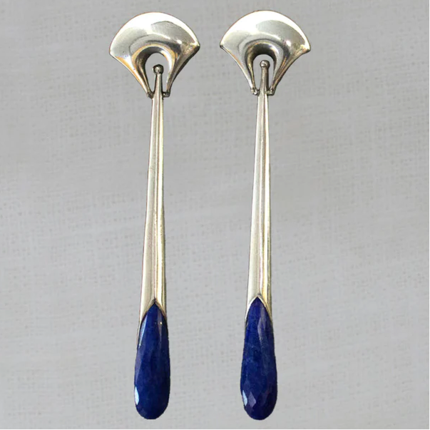 Lapis Lazuli Art Deco Style Drop Earring