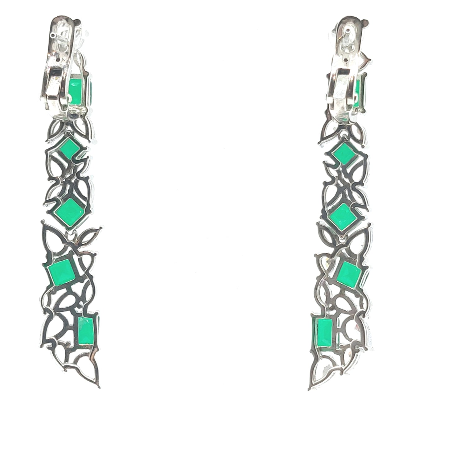 925 green cz drop earrings