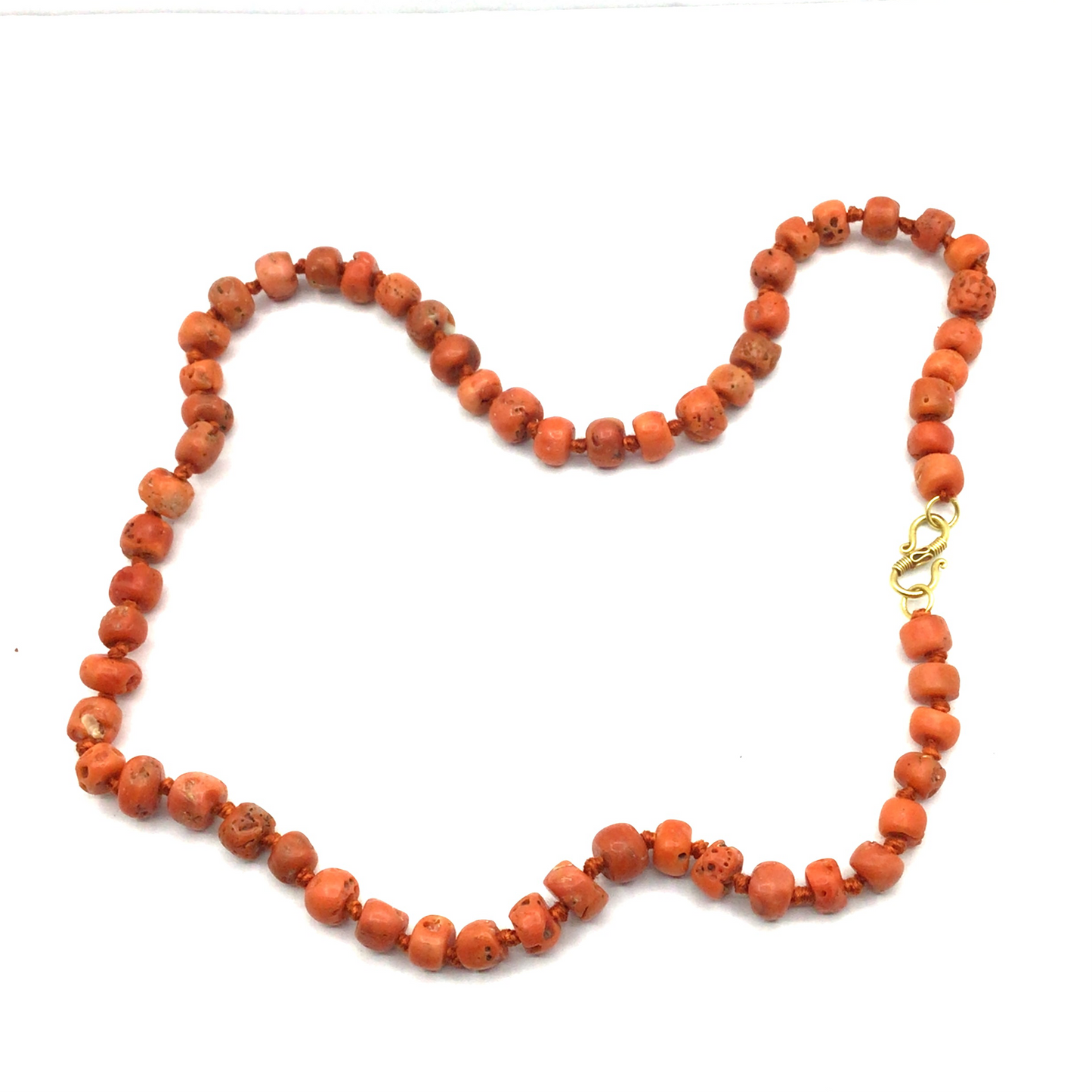 000734 - 3 - Knotted stringing repair- coral beads