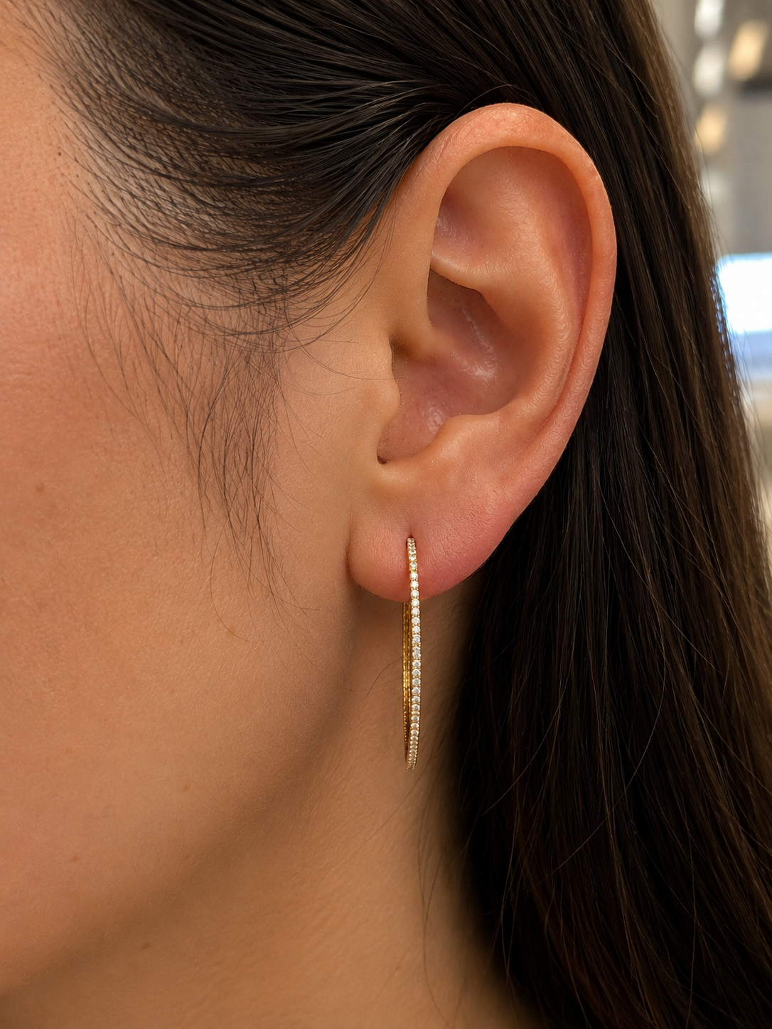 Large In-And-Out Diamond Set, 18ct Gold Hoop Earrings