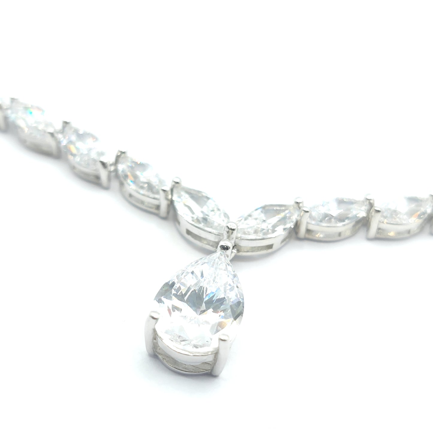 925 cz heavy pear necklace