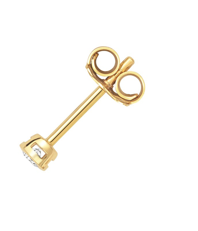 18ct Yellow Gold 0.10ct Diamond Rub-Over Single Stud Earring