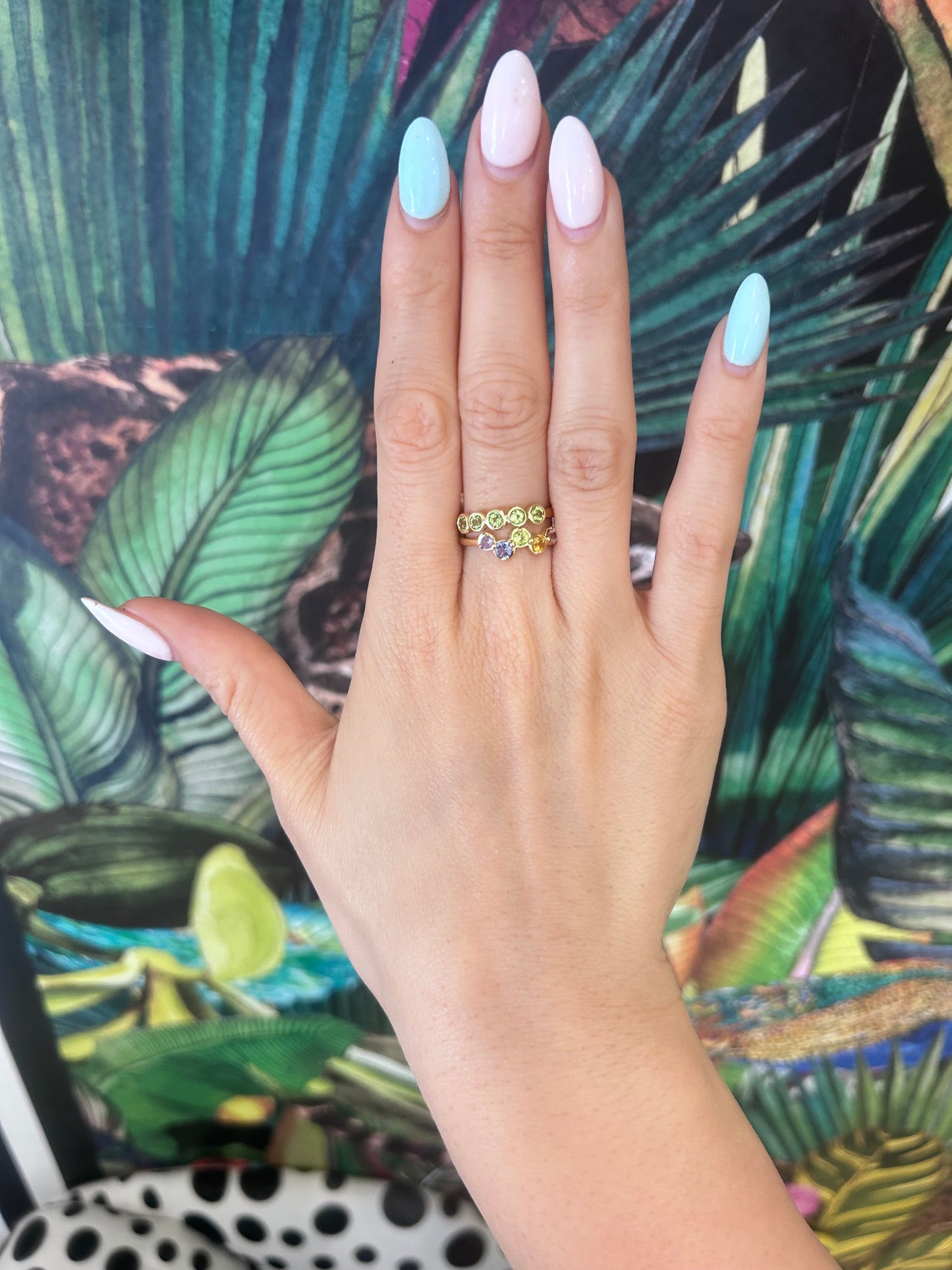 9ct Yellow Gold Round Cut Peridot 5 stone Ring