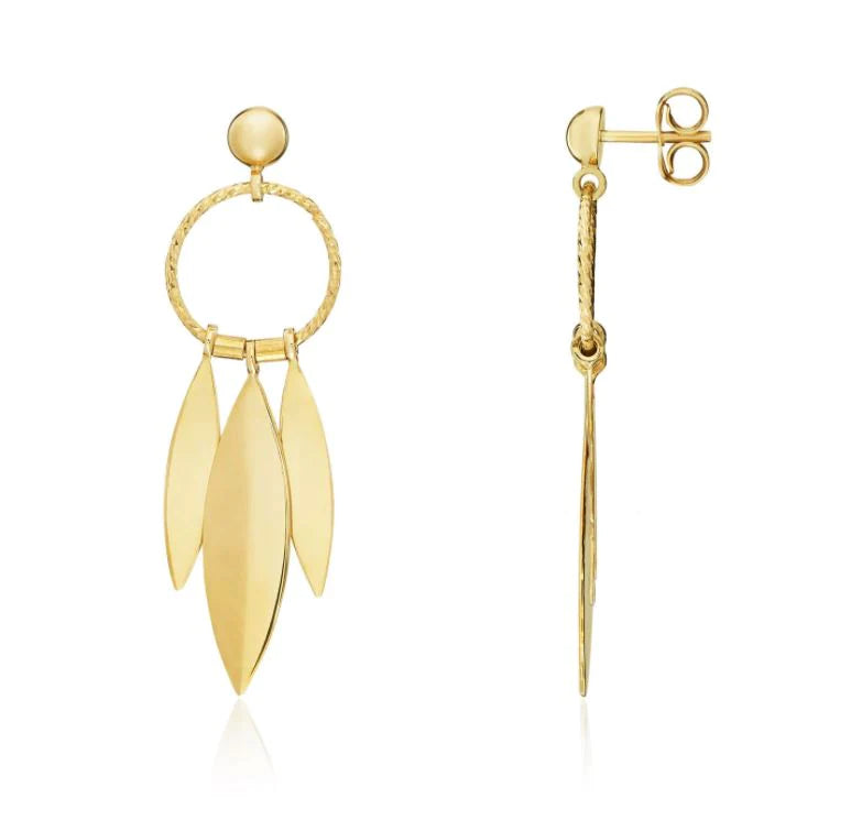 9ct Yellow Gold Ring & Leaf Drop Earrings