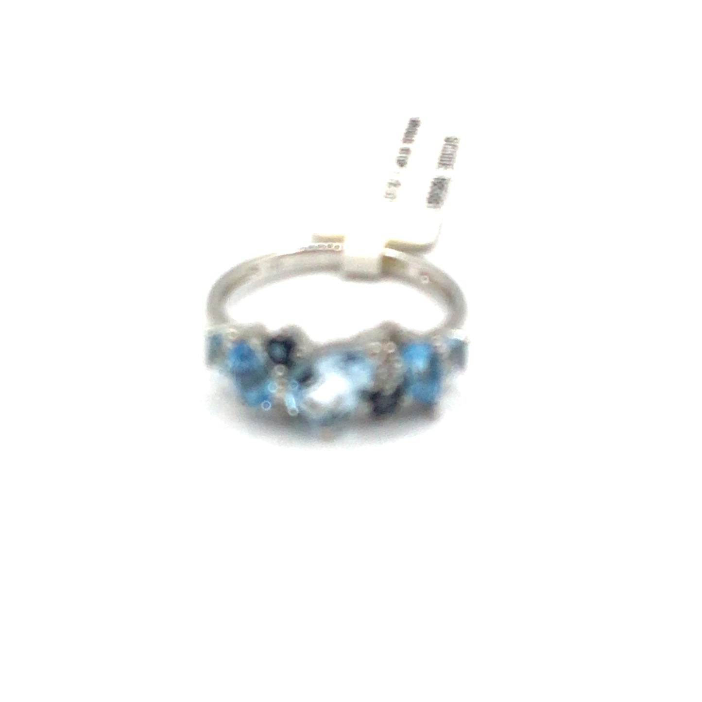 9ct White Gold Pear Cut and Round Blue Topaz, Diamond Ring