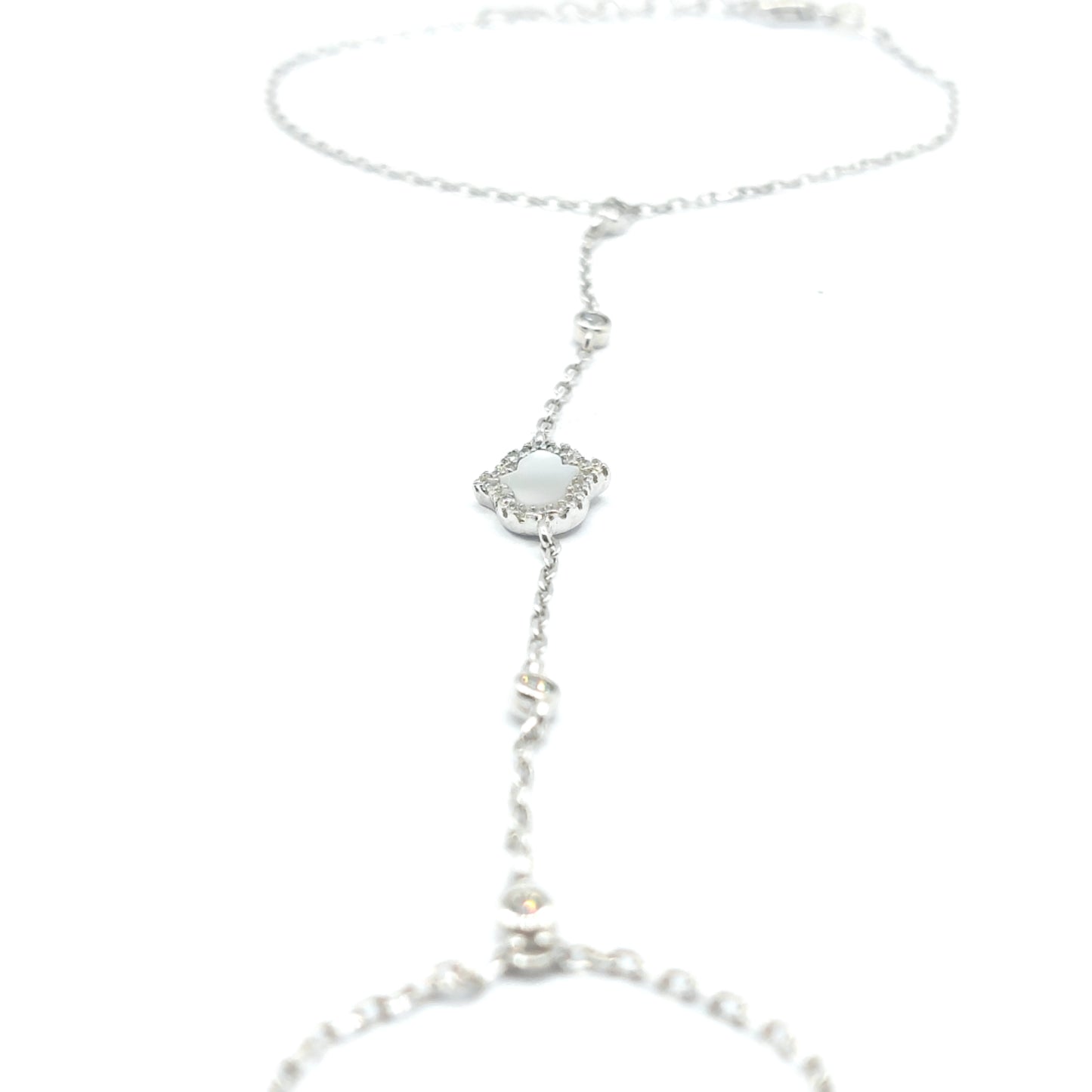 925 mother of pearl cz hand of fatima bracelet