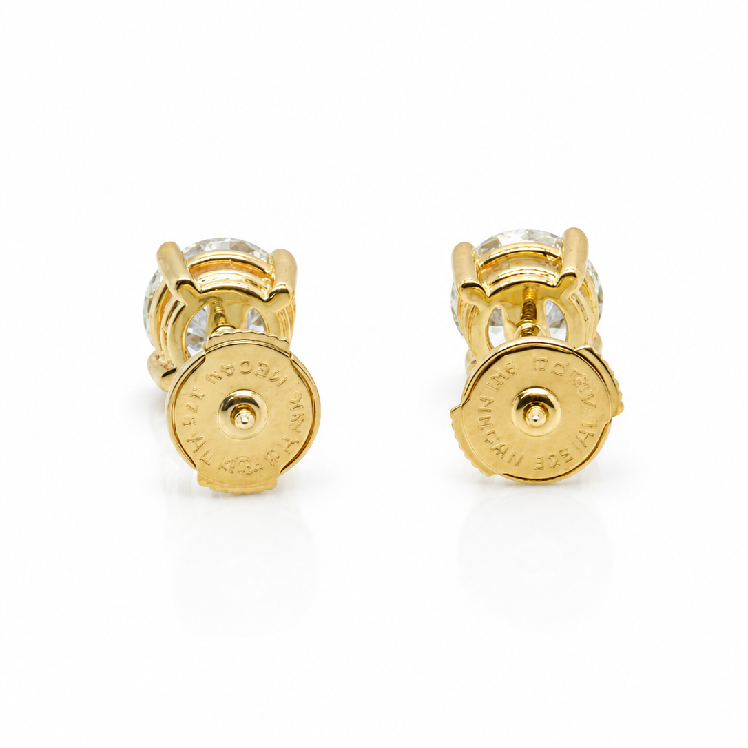 Diamond earring studs in 9ct yellow gold 2.06cts