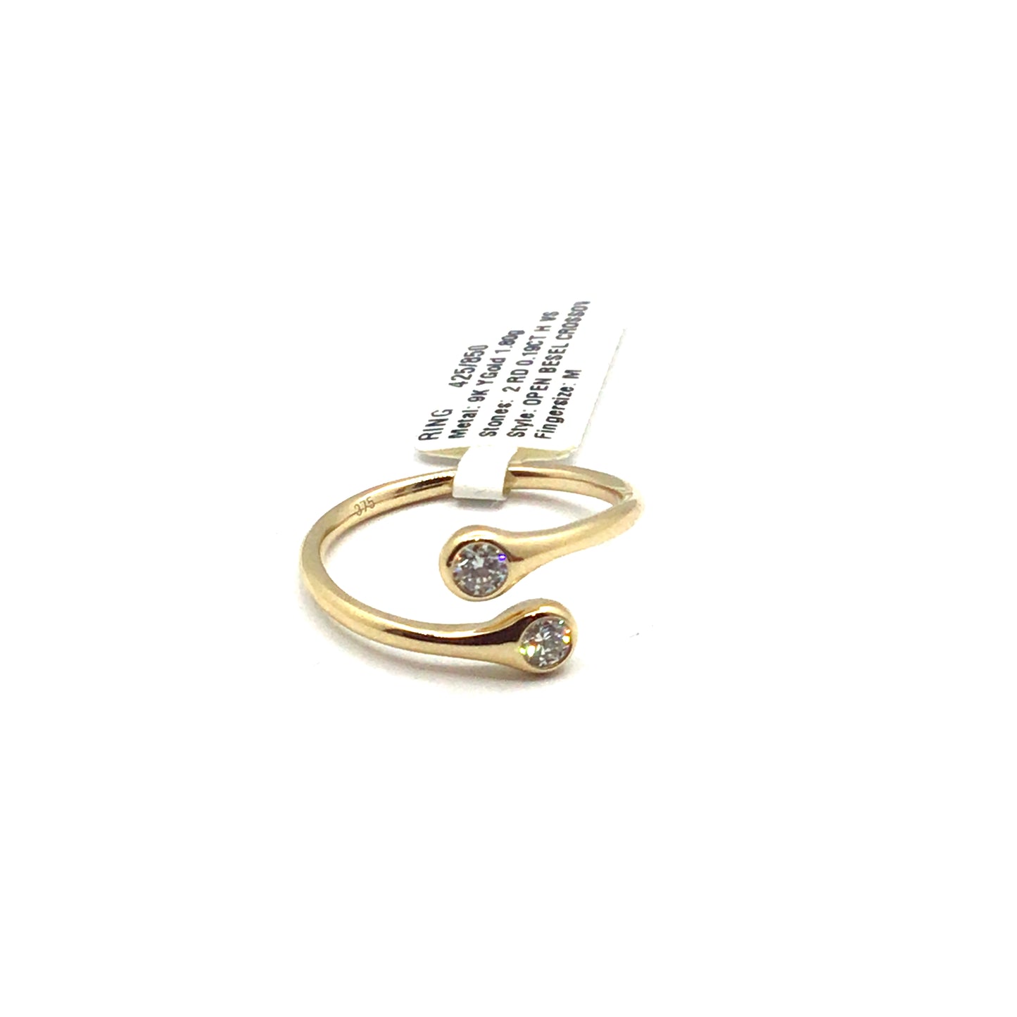 9ct Yellow Gold Diamond Open Crossover Besel Ring