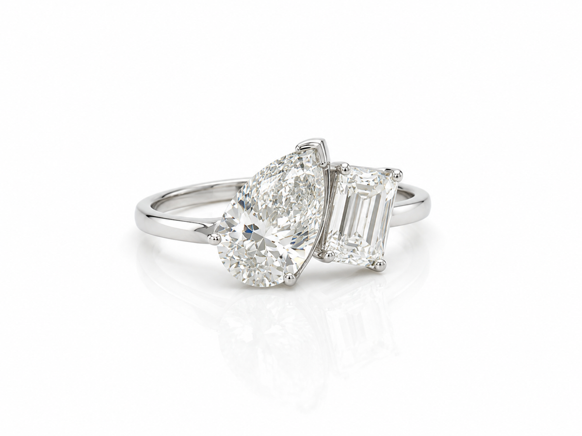 Toi et Moi Ring In White Gold