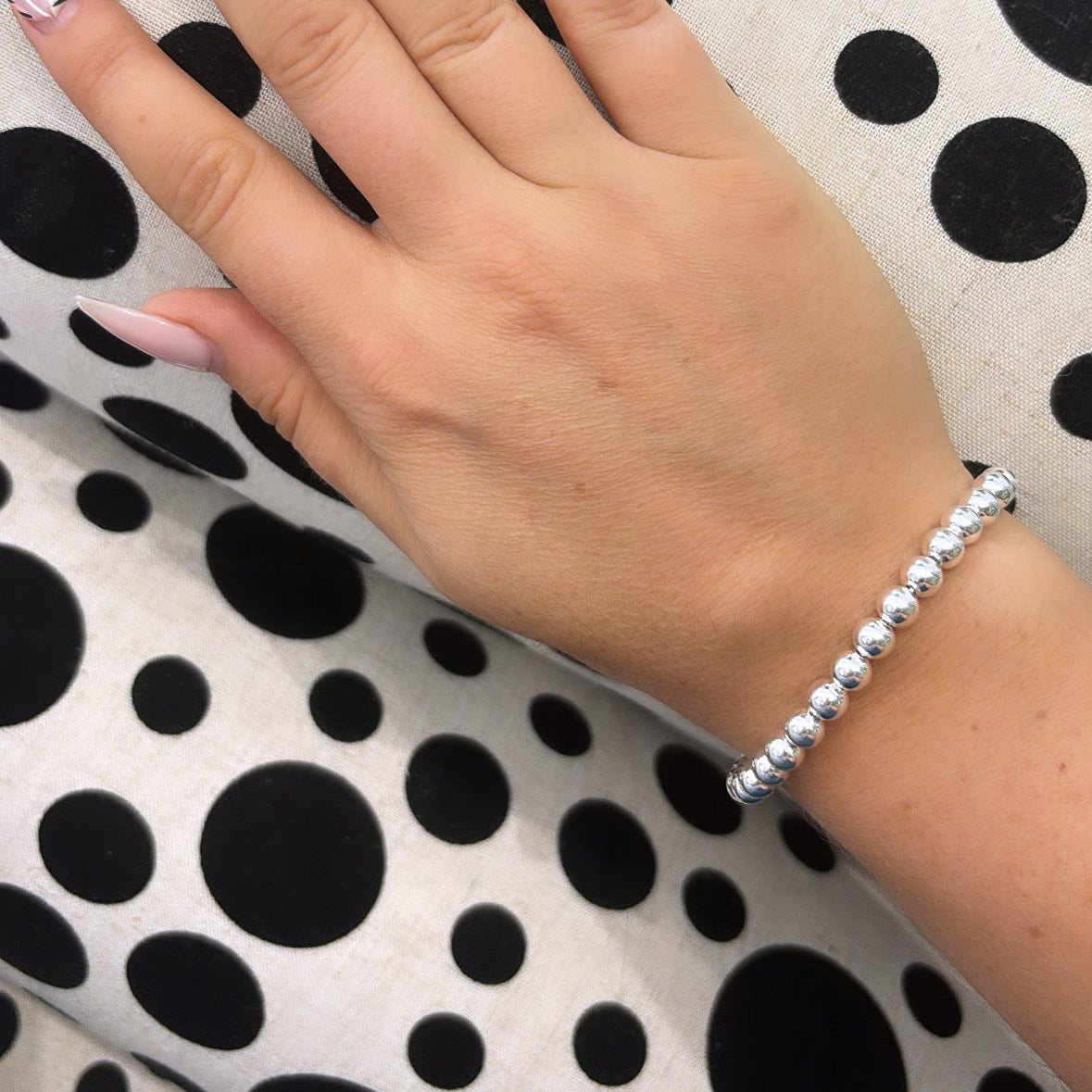 925 Sterling Silver Medium Bead, Extendable Pull Bracelet