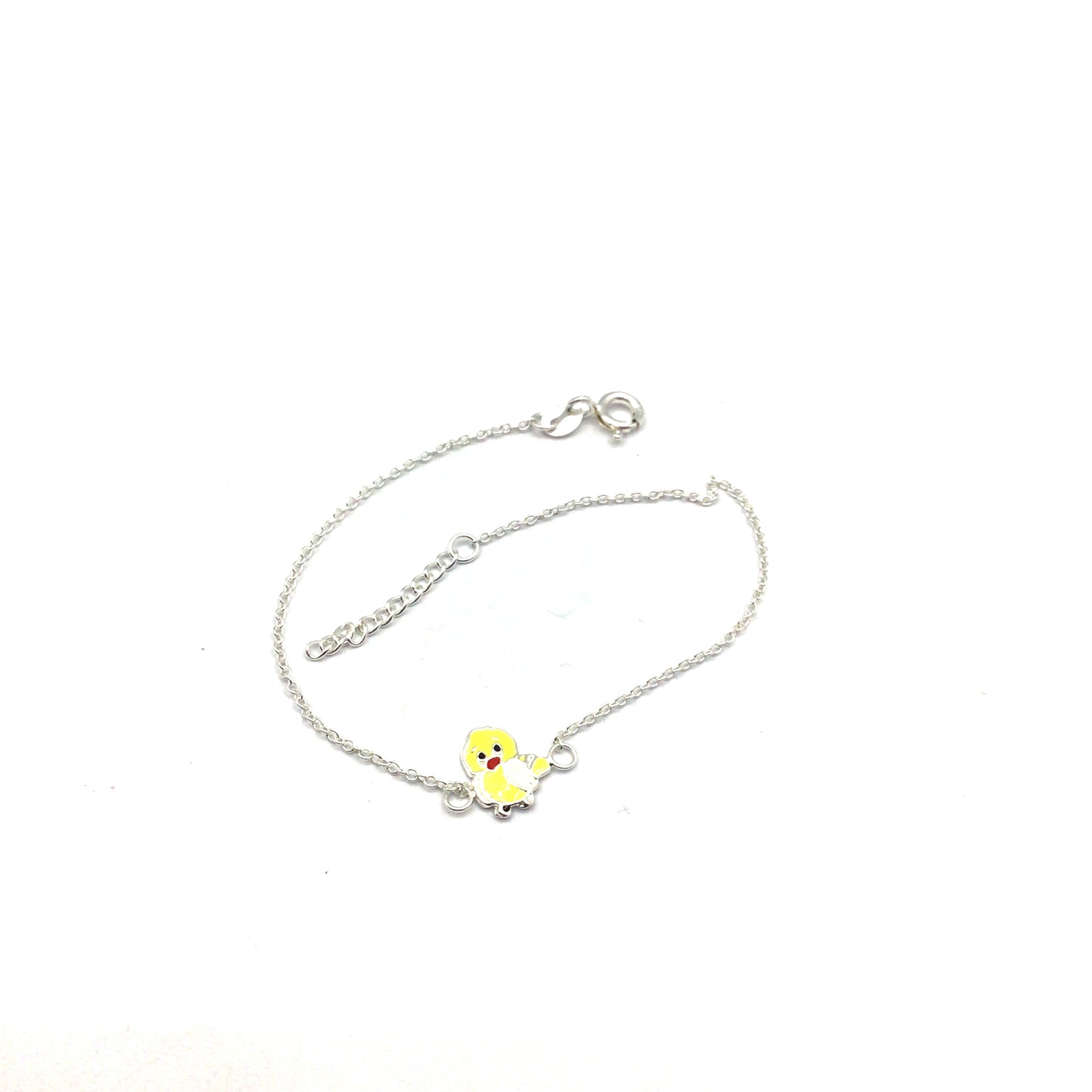 925 Sterling Silver Enamel Chick Bracelet 7inch