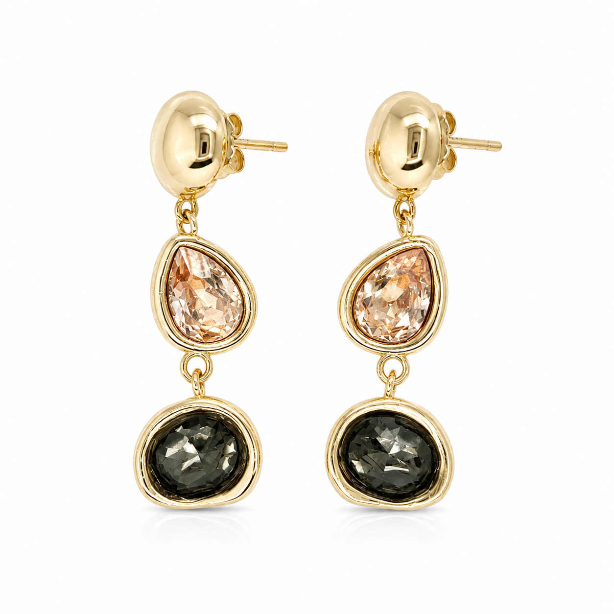Drop Earrings With Grey And Orange Cubic Zirconias