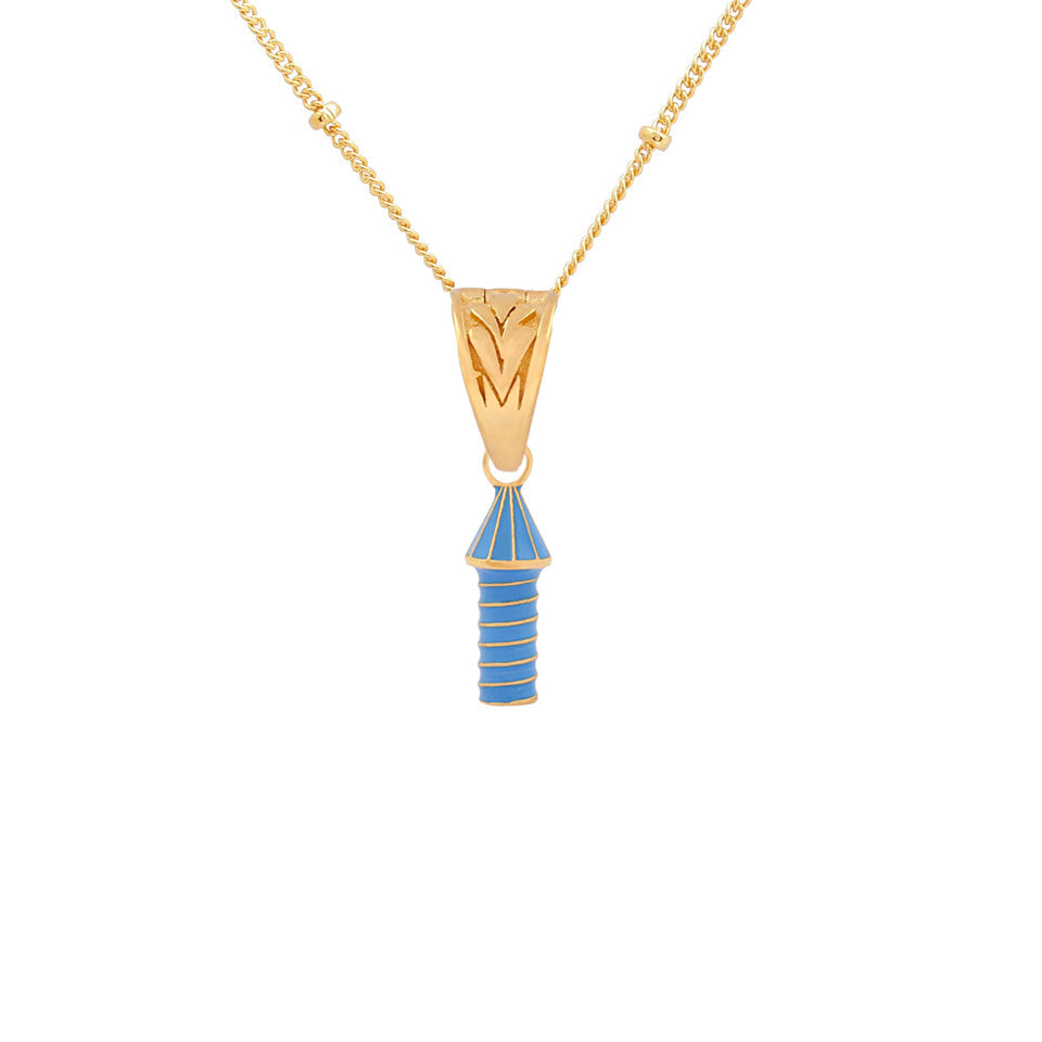 Rocket Firework 22ct Gold Vermeil And Enamel Necklace