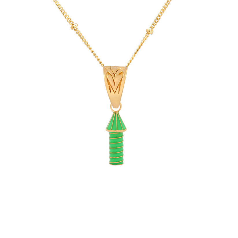 Rocket Firework 22ct Gold Vermeil And Enamel Necklace