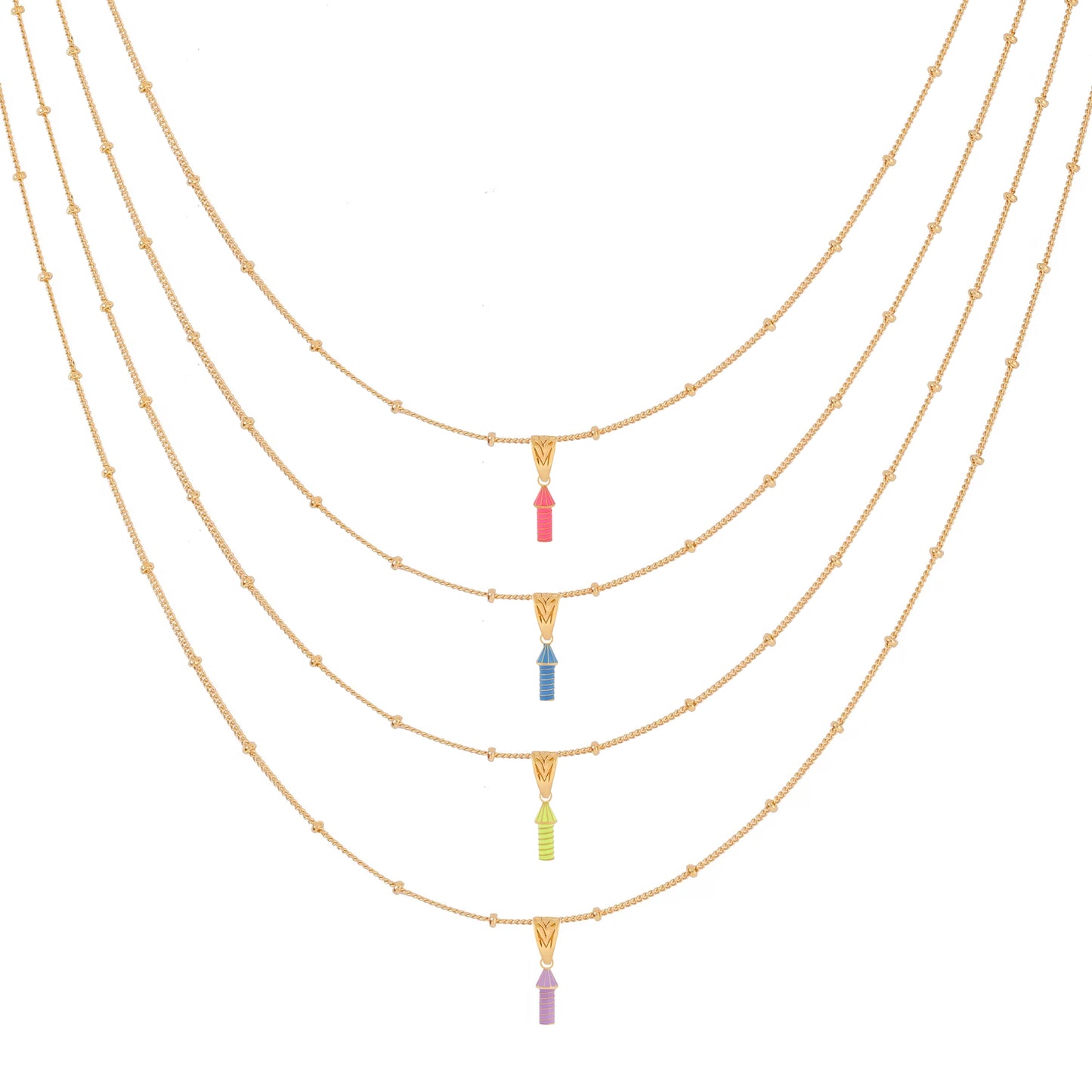 Rocket Firework 22ct Gold Vermeil And Enamel Necklace
