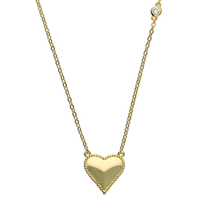 Silver gold plated mini heart cz bead necklace