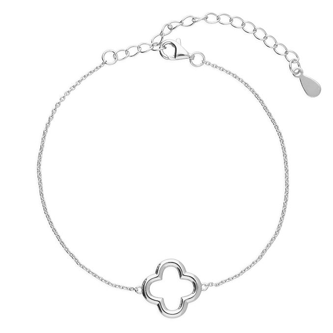925 Silver 19cm clover outline bracelet