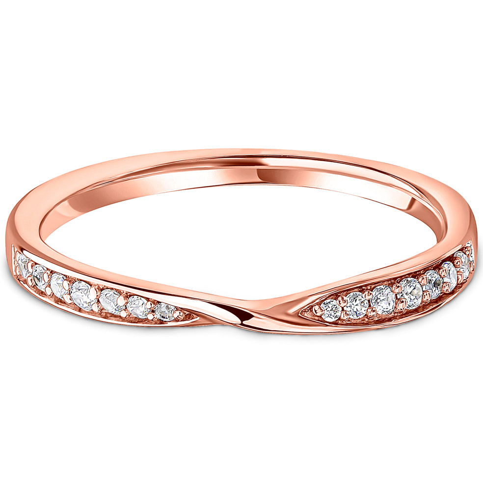Diamond Ribbon Crossover 0.14cts Half Eternity Ring