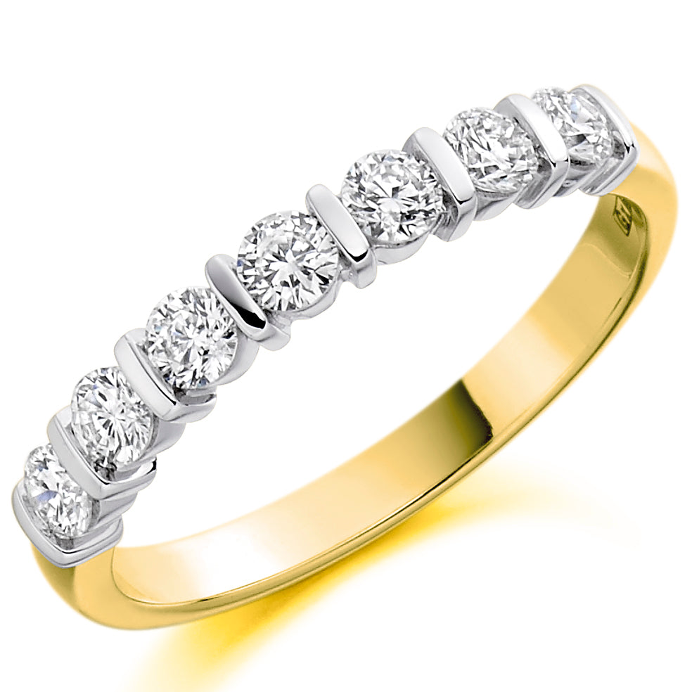 ORDER: 001916 9ct white and yellow Lab grown diamond bar set band, finger size H.5