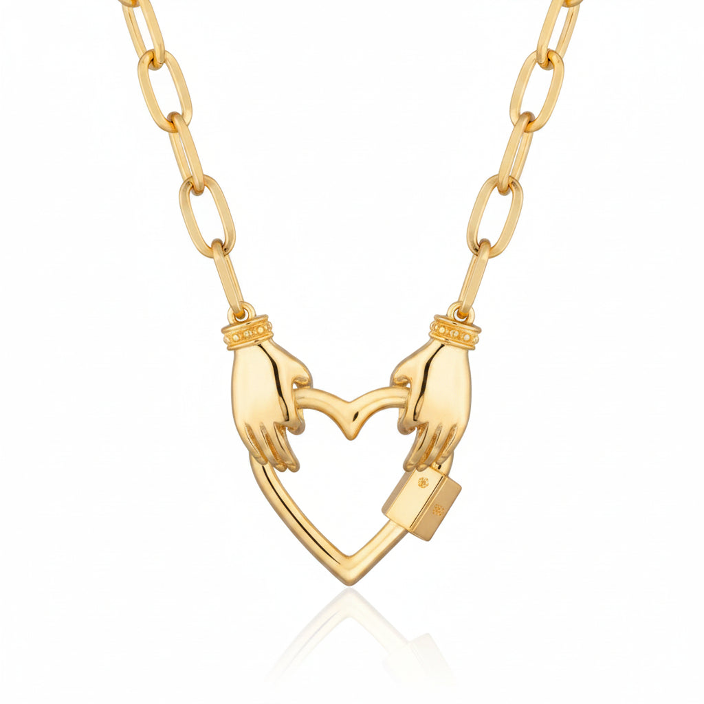 Gold Plated Heart in My Hands Necklace