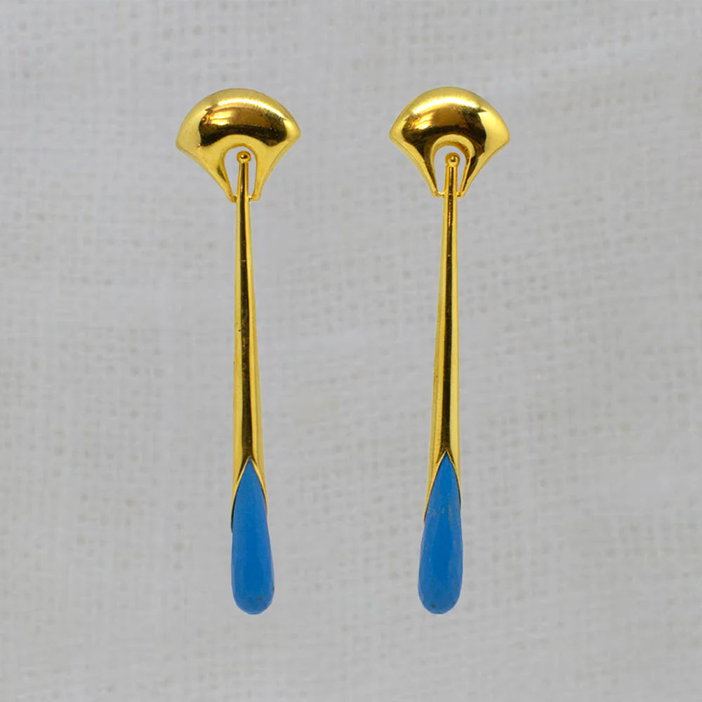 18ct yellow gold plated Turquoise Art Deco Style Drop Earring