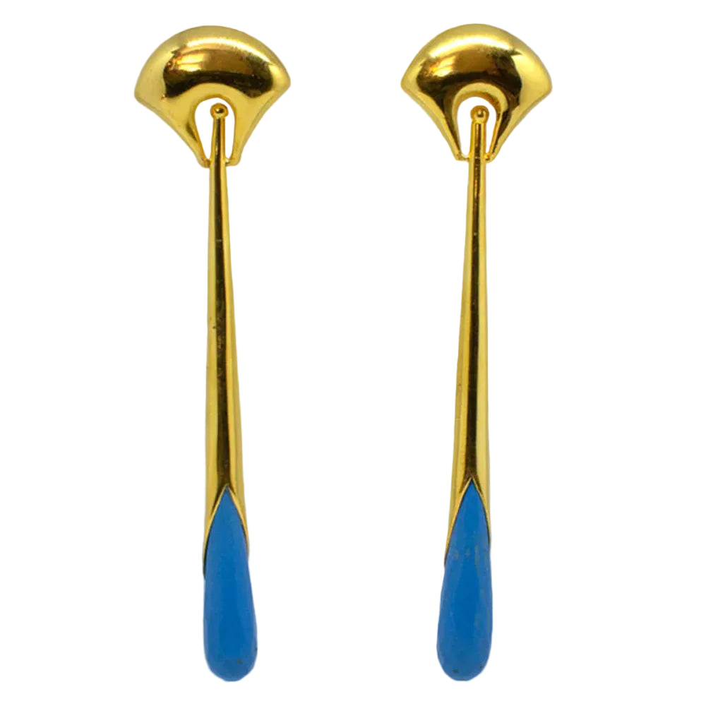 18ct yellow gold plated Turquoise Art Deco Style Drop Earring