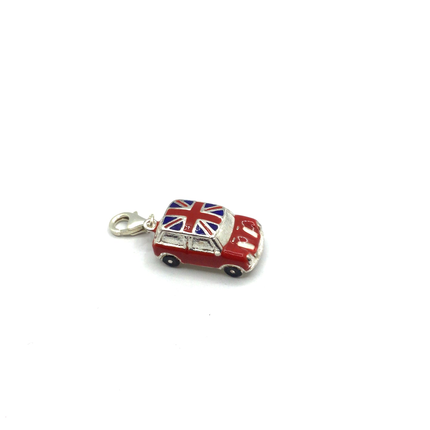 925 Sterling silver Enamel Union Jack Mini Car Pendant