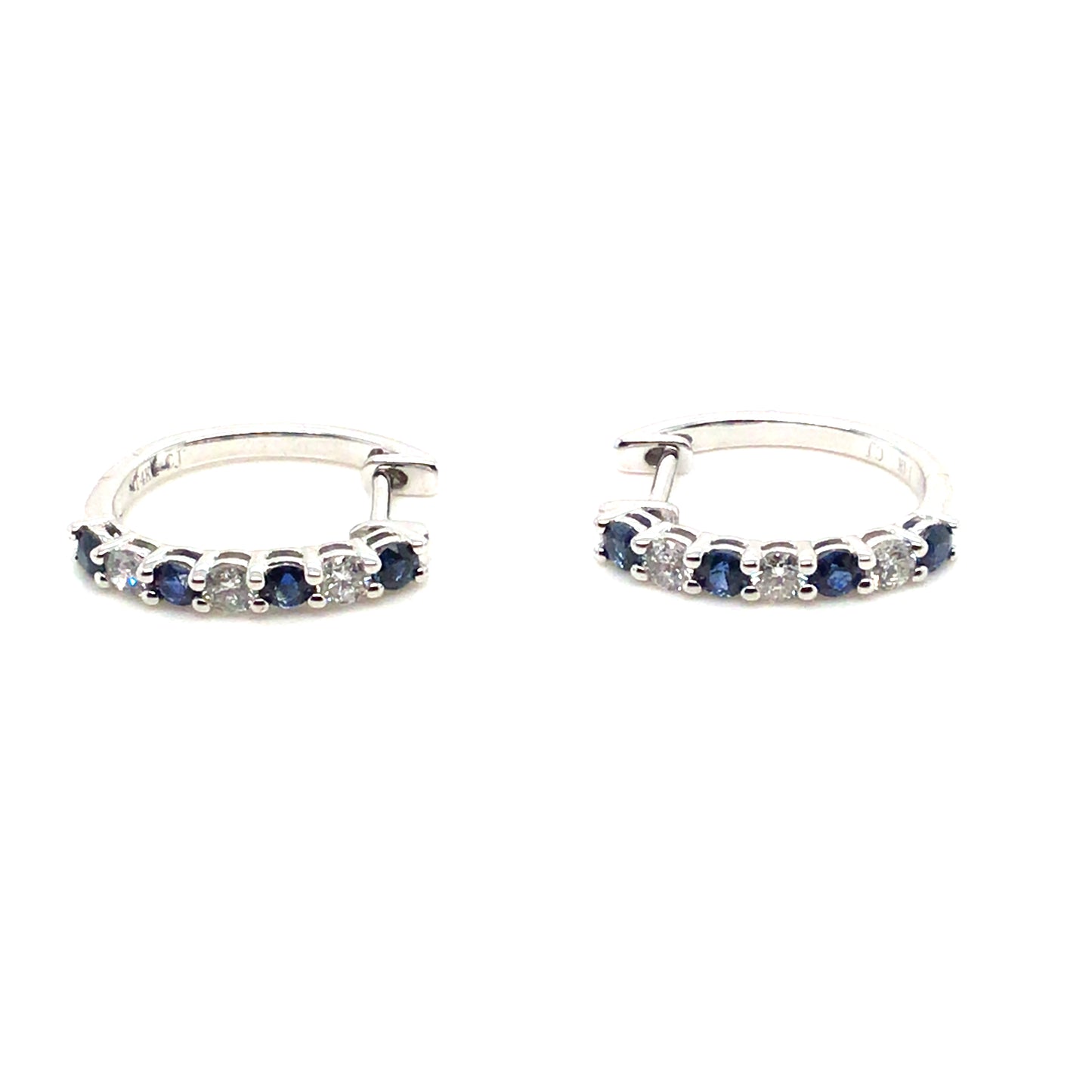 Diamond and Sapphire Claw Set Hoop Earrings
