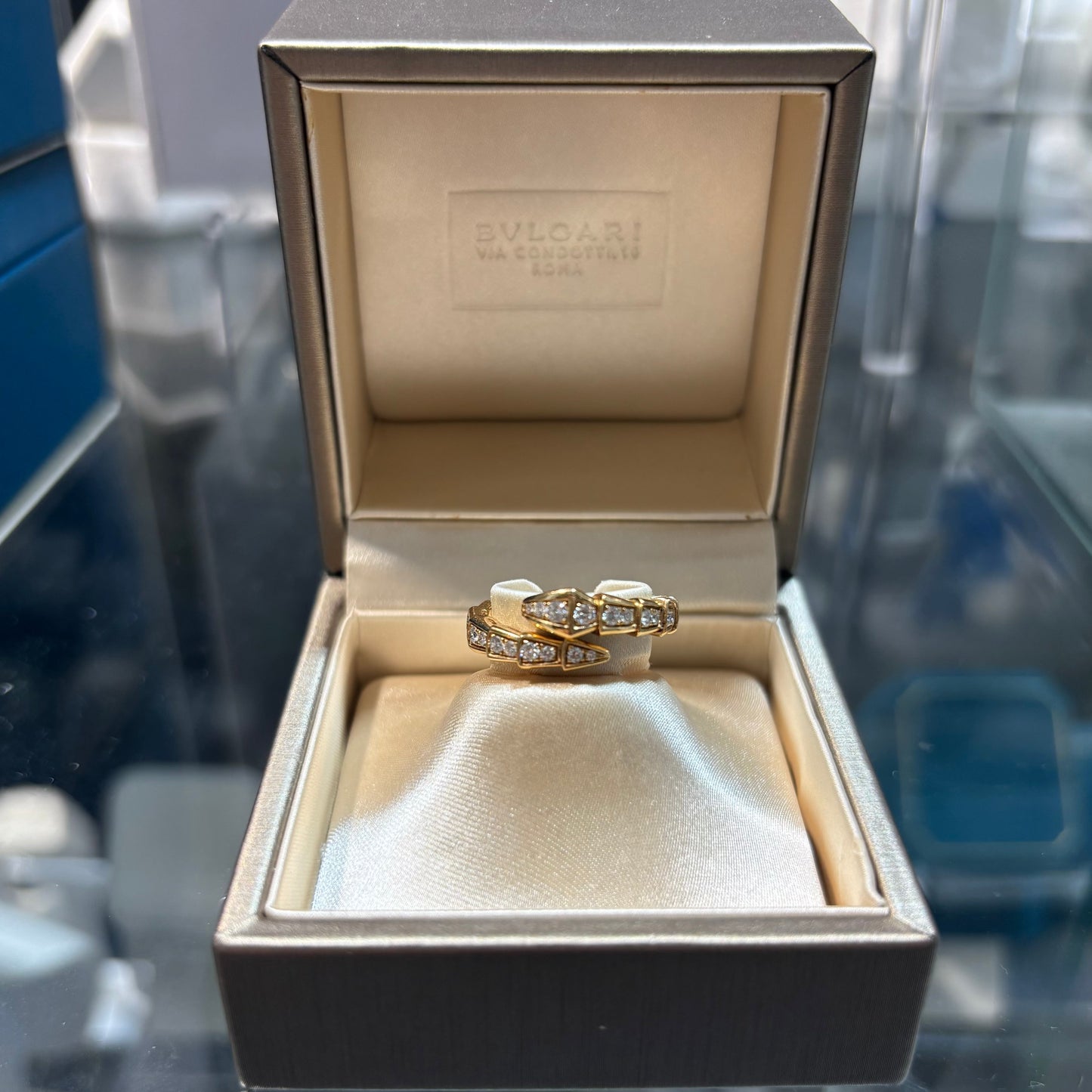 Bvlgari Serpenti Viper Ring Full Pavé Set in 18ct Rose Gold