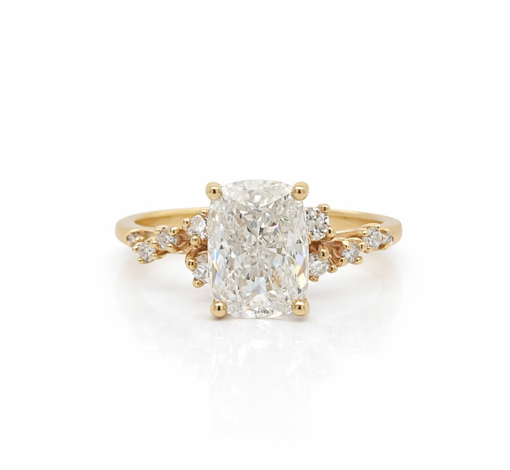 Monroe's "Star gazing" Elongated Cushion Cut Engagement Diamond Ring