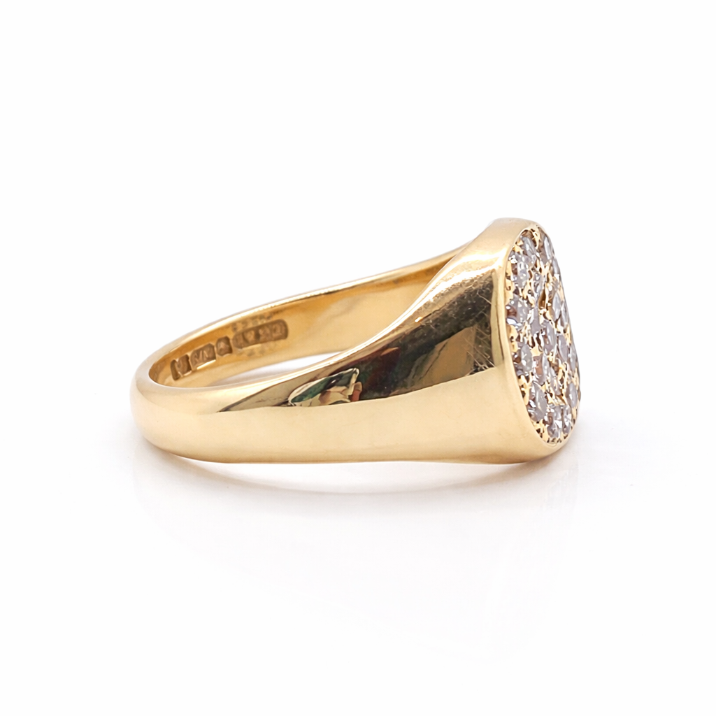 Made To Order 9ct Yellow Gold Signet Ring Pave Set Diamond