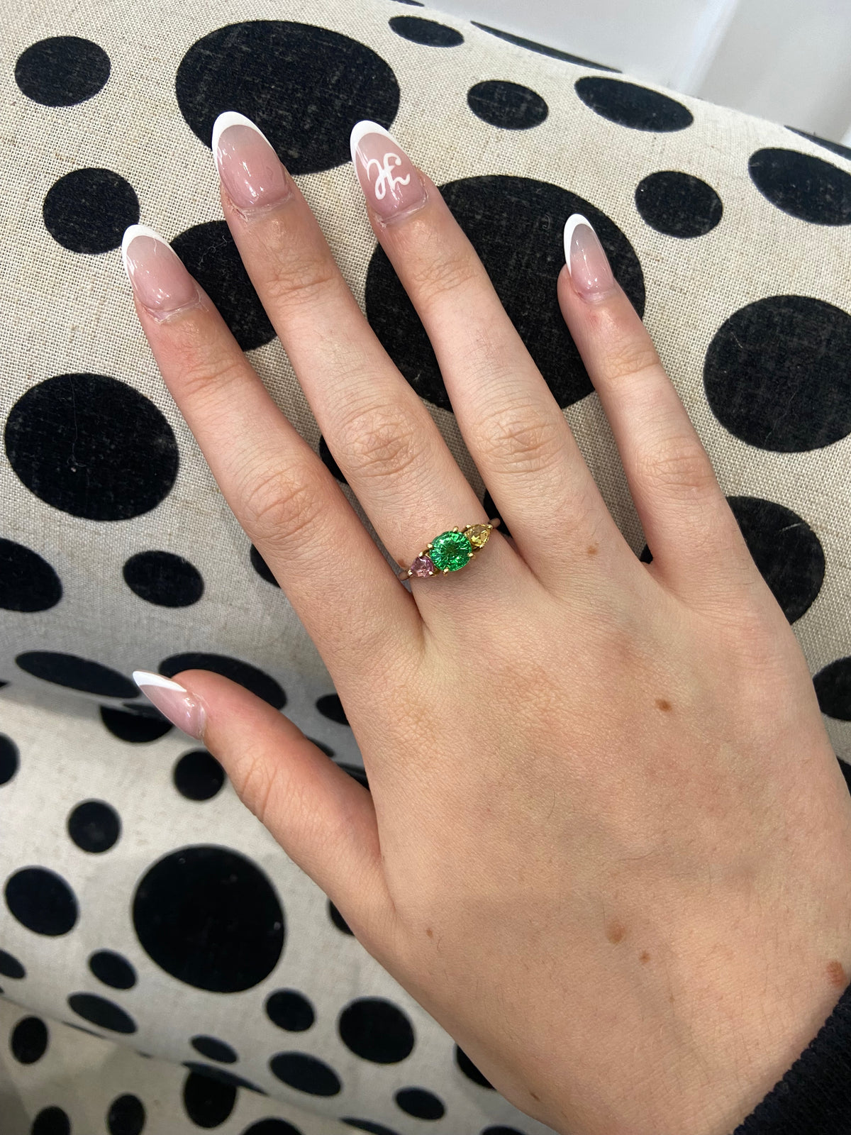 Three Stone Tsavorite Garnet Ring Platinum 18ct Gold