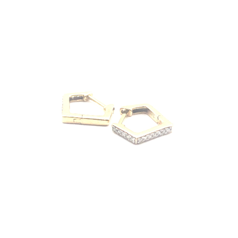 9ct Yellow Gold V Shaped Huggie Earrings 0.12ct