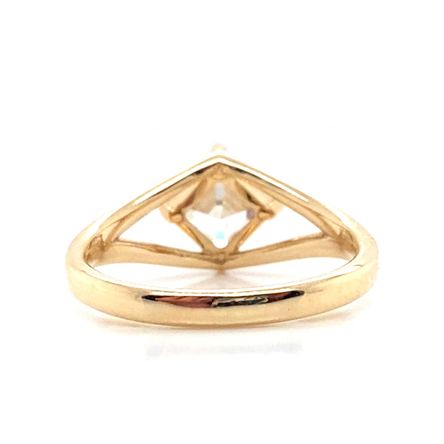 Asscher cut diamond 9ct Yellow gold split shoulder engagement ring