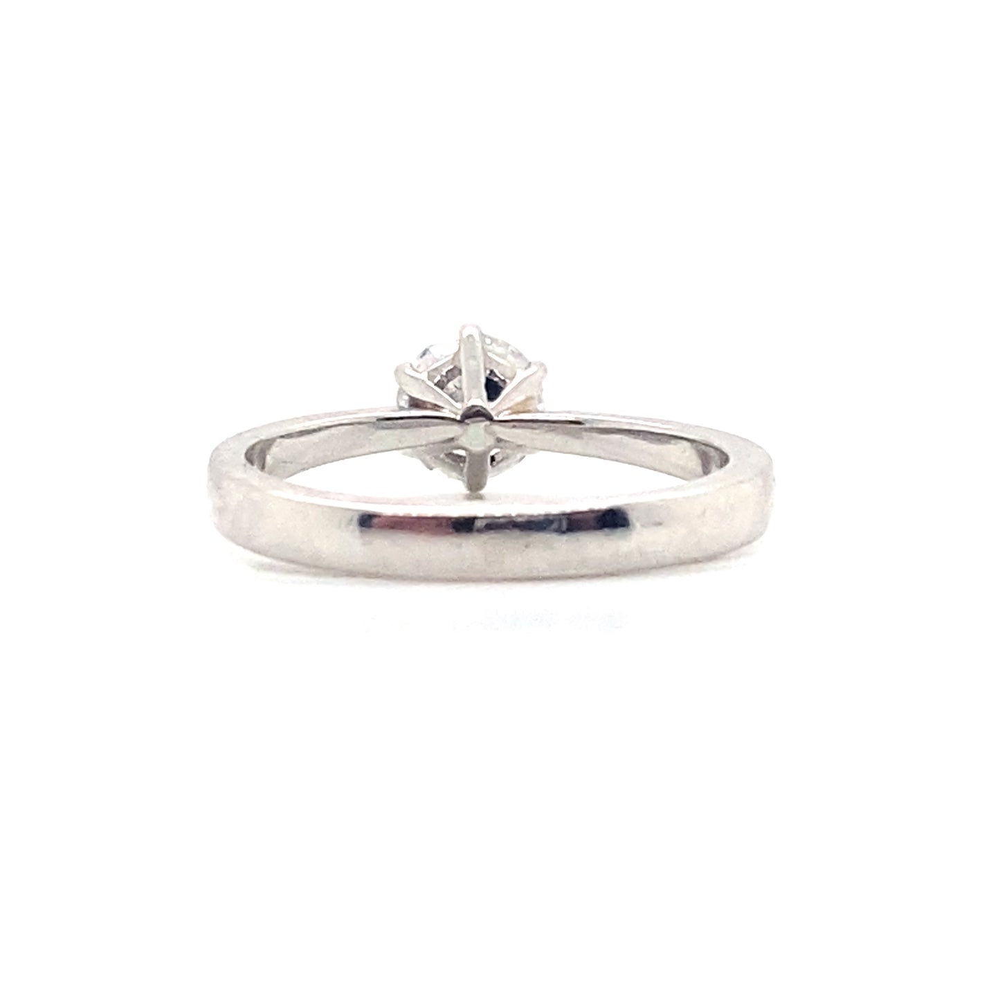 18ct White Gold Solitaire RB Natural Diamond 6 Claw Ring