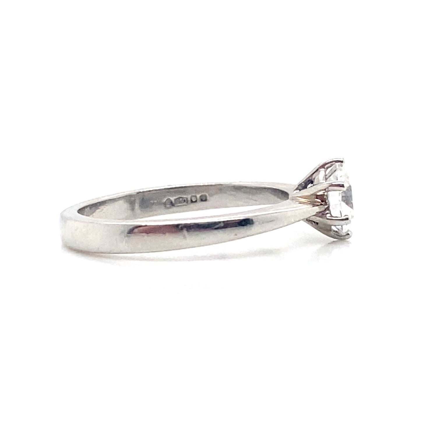 18ct White Gold Solitaire RB Natural Diamond 6 Claw Ring