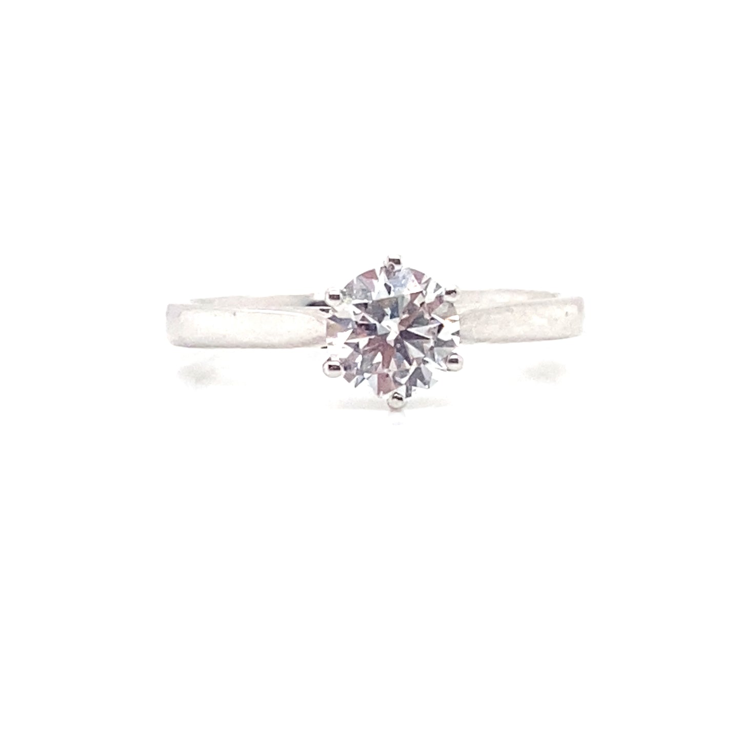 9ct White Gold 6 Claw Solitaire Round Brilliant Diamond Ring