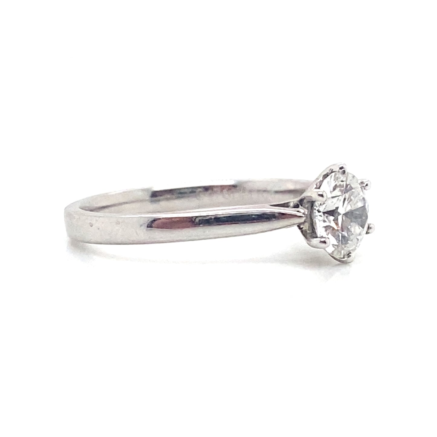 9ct White Gold 6 Claw Solitaire Round Brilliant Diamond Ring