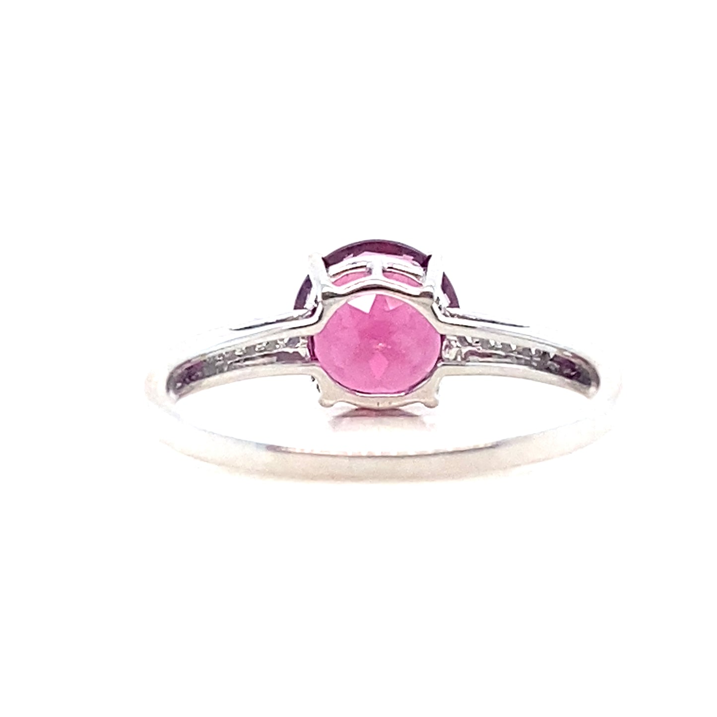 9ct White Gold Rhodolite Garnet Brilliant Cut Diamond Ring