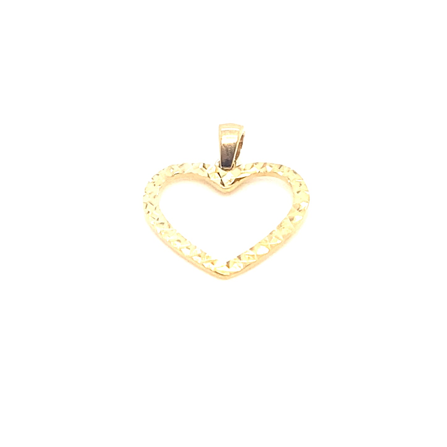 Yellow Gold Diamond Cut Textured Heart Pendant