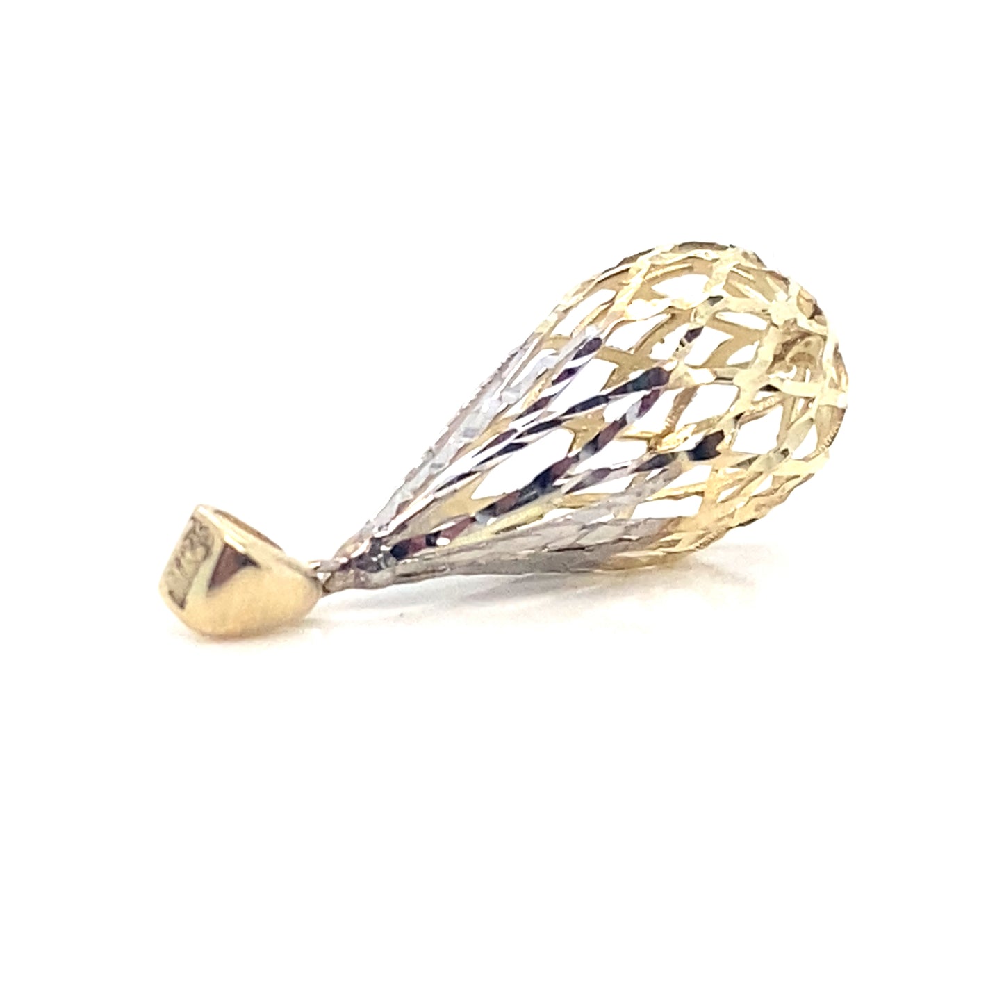 9ct Yellow and White Gold Textured Drop Pendant