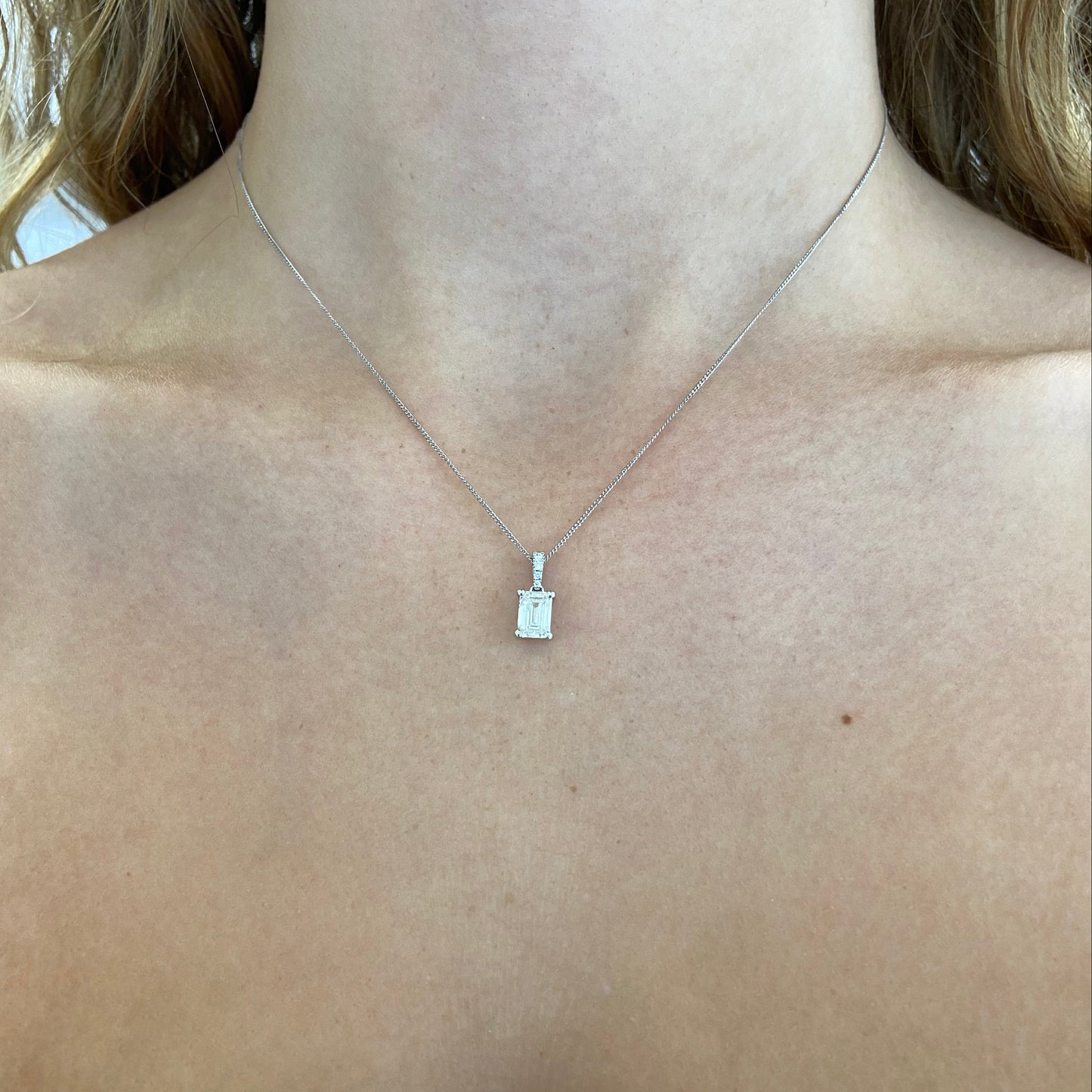 Emerald Cut 1ct Diamond with Diamond Bail