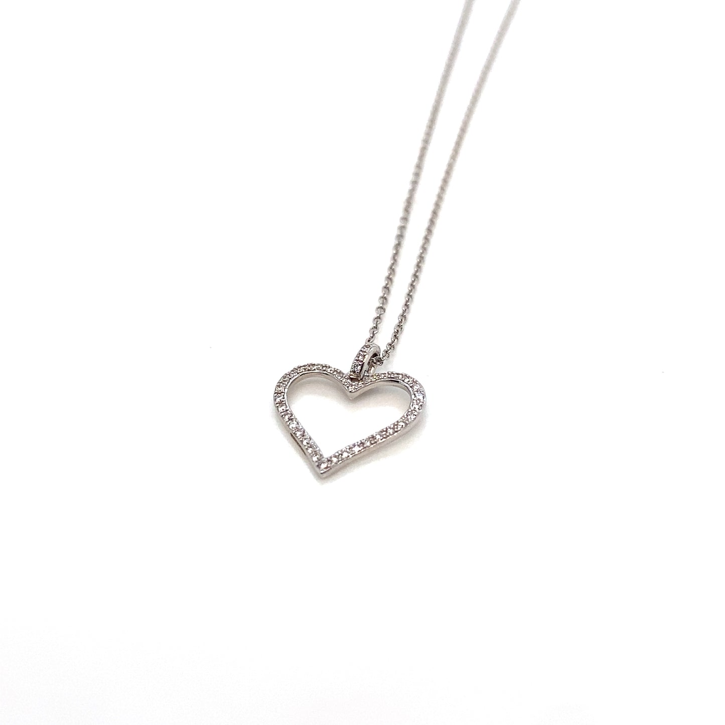 9ct Setting White Gold Diamond Heart Drop Necklace