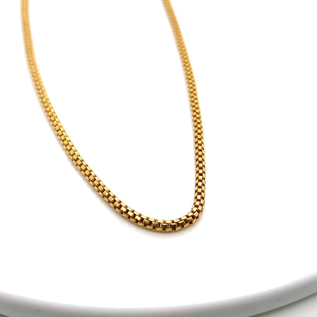 18ct Yellow Gold Circular Box Chain Necklace 21"