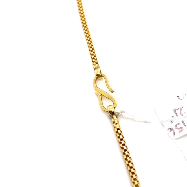 18ct Yellow Gold Circular Box Chain Necklace 21"