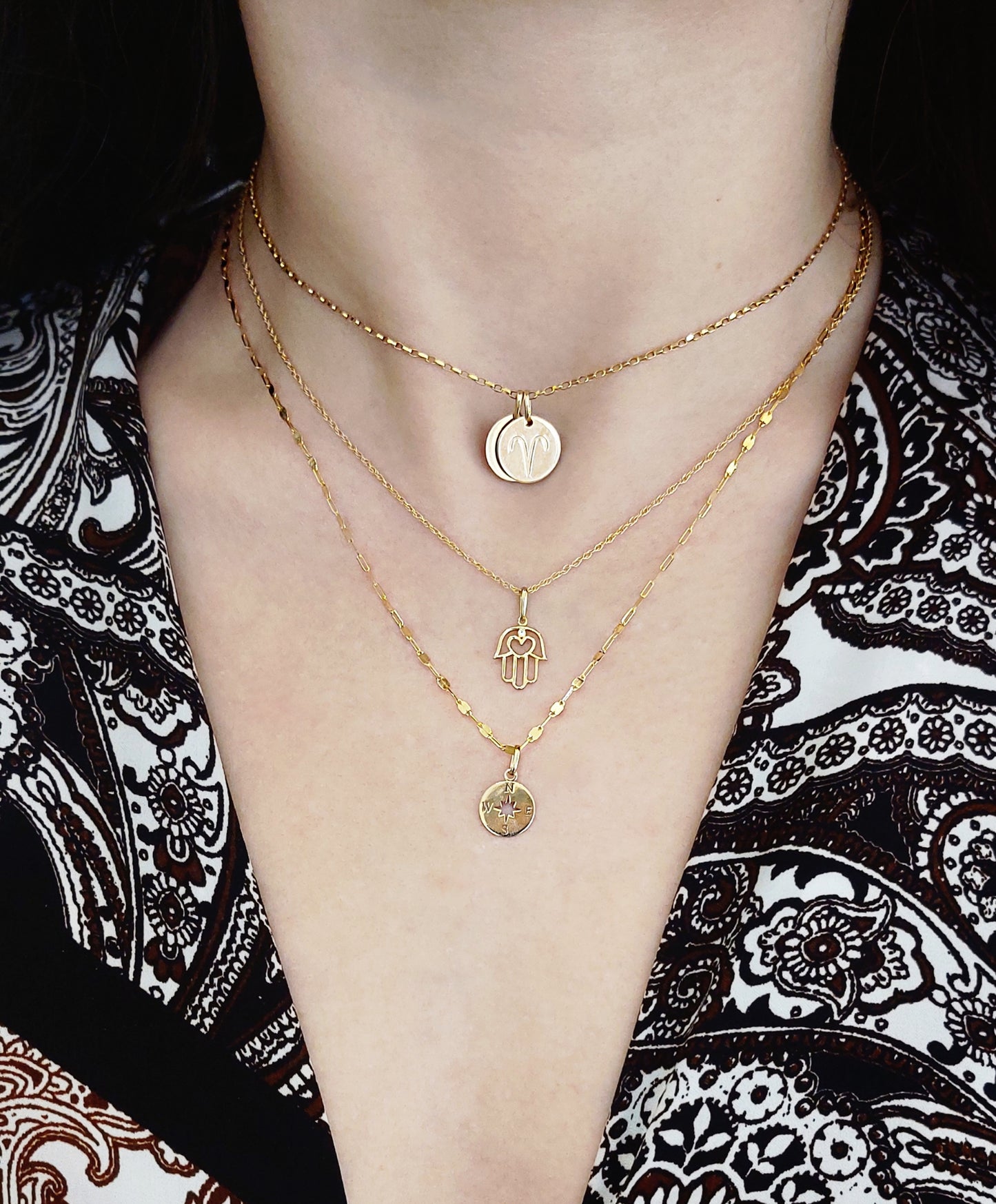 9ct Yellow Gold CZ Hamsa Hand Charm