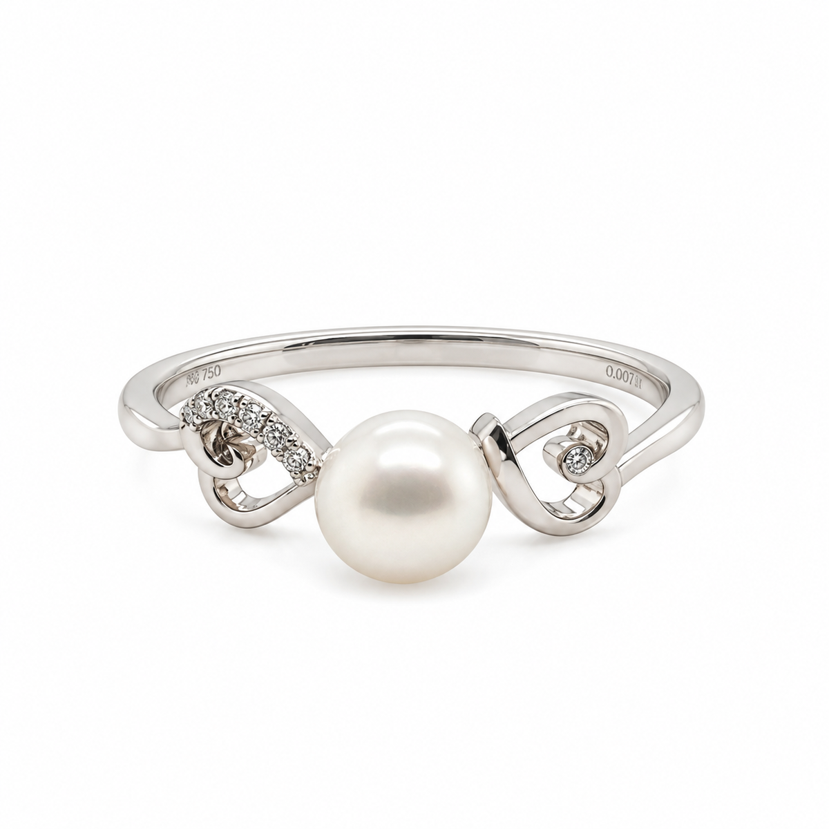 18ct white gold fresh water pearl and diamonds ring